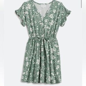 Everlane Green Floral Midi Dress